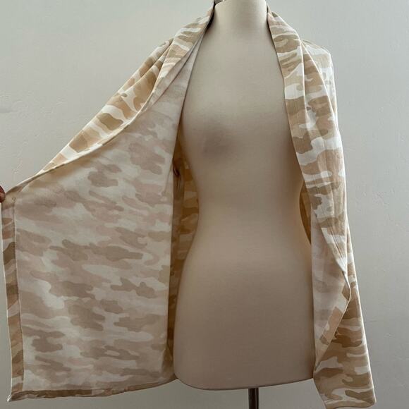 Lucky Brand Cardigan Women's Small Tan Long Sleeve Fleece Open Front Camo NWT - Picture 4 of 10